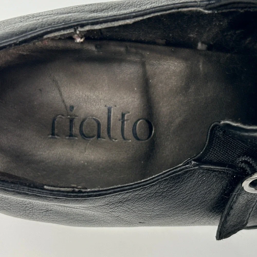 Rialto Womens Black Wingtip Mary Jane Block Heels Brogue Perforated Shoes